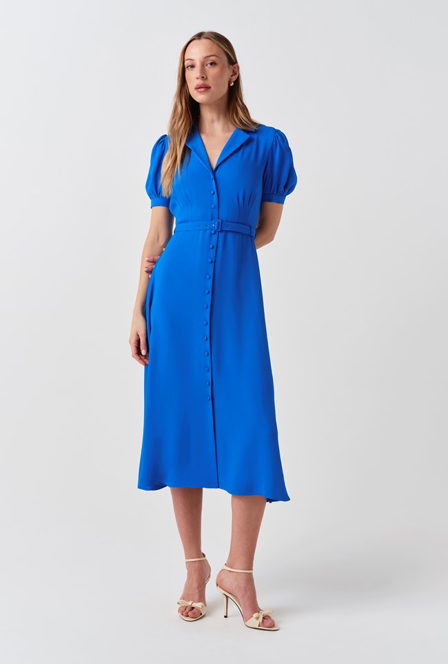 Phoebe Crepe Collared Button Down Dress