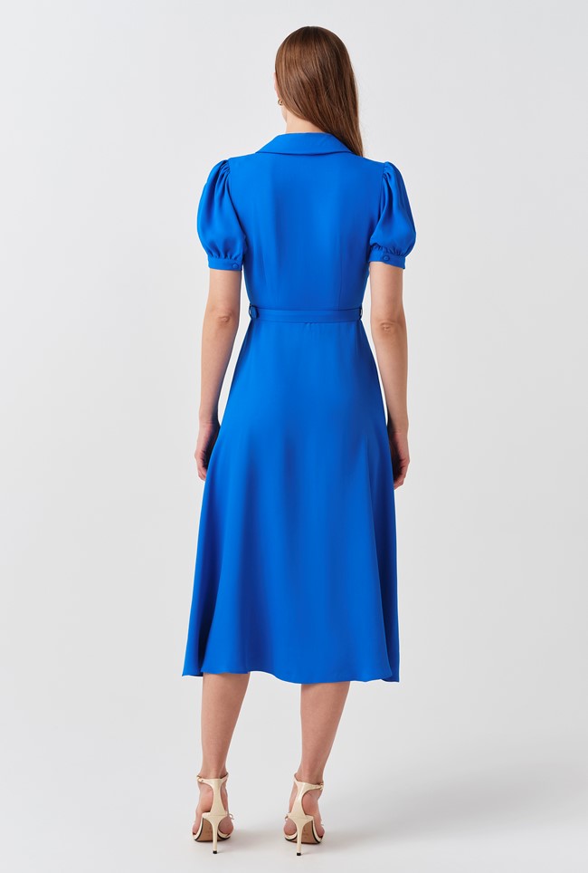 Phoebe Crepe Collared Button Down Dress