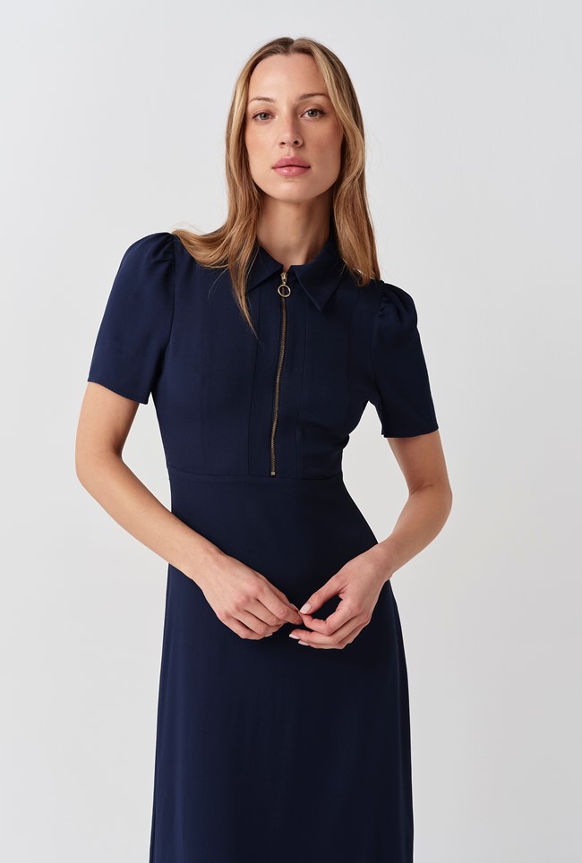 Haisley Collared Zip Front Midi Dress