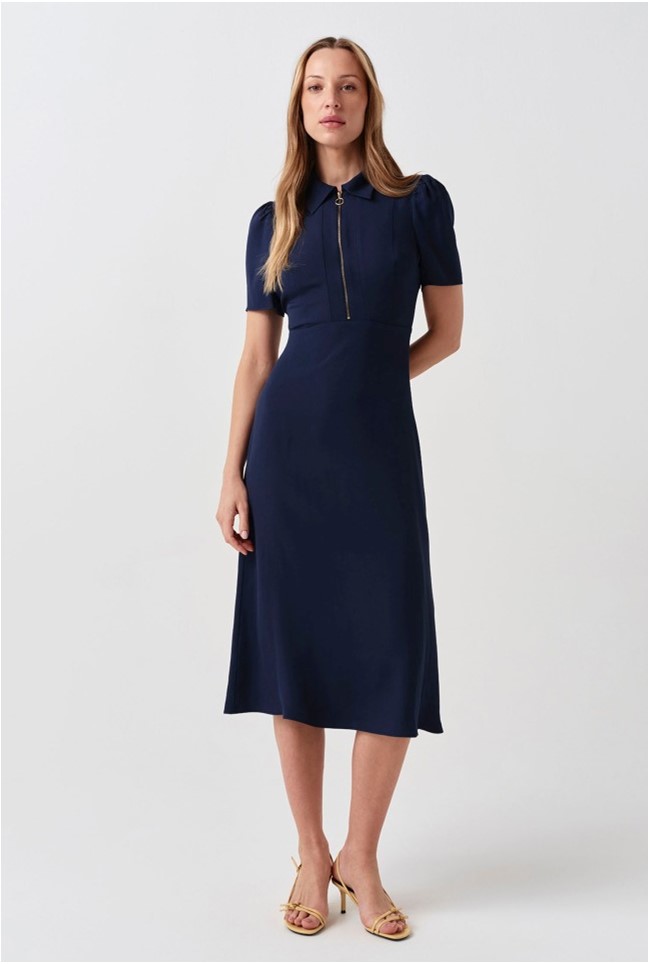 Haisley Collared Zip Front Midi Dress