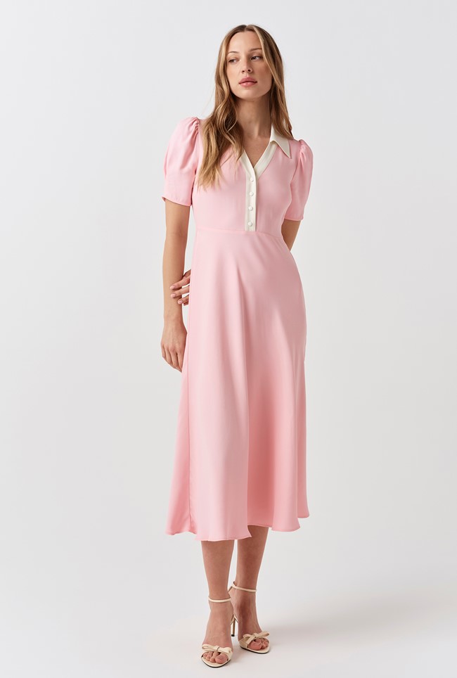 Elodie Contrast Collar Midi Dress