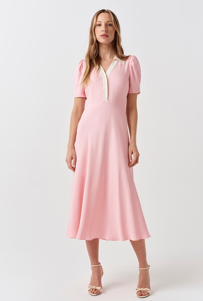 Elodie Contrast Collar Midi Dress