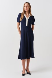Elodie Contrast Collar Midi Dress