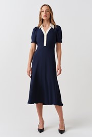 Elodie Contrast Collar Midi Dress