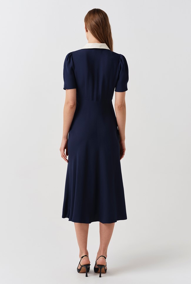 Elodie Contrast Collar Midi Dress