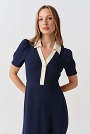 Elodie Contrast Collar Midi Dress