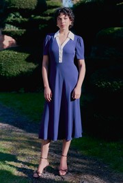 Elodie Contrast Collar Midi Dress