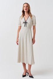 Maryam Polka Dot Crepe Midi Dress