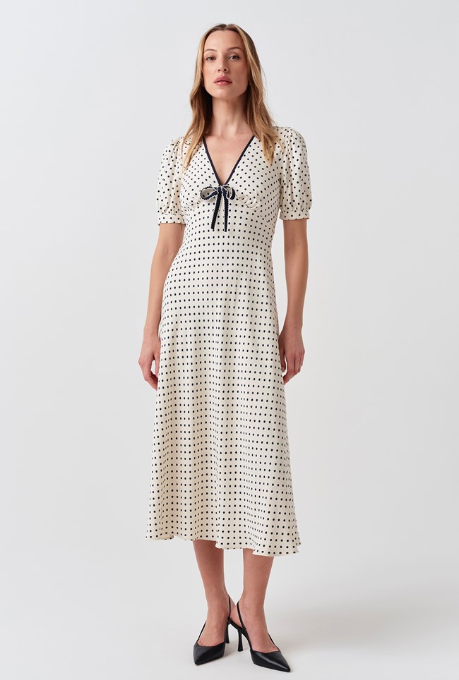 Maryam Polka Dot Crepe Midi Dress