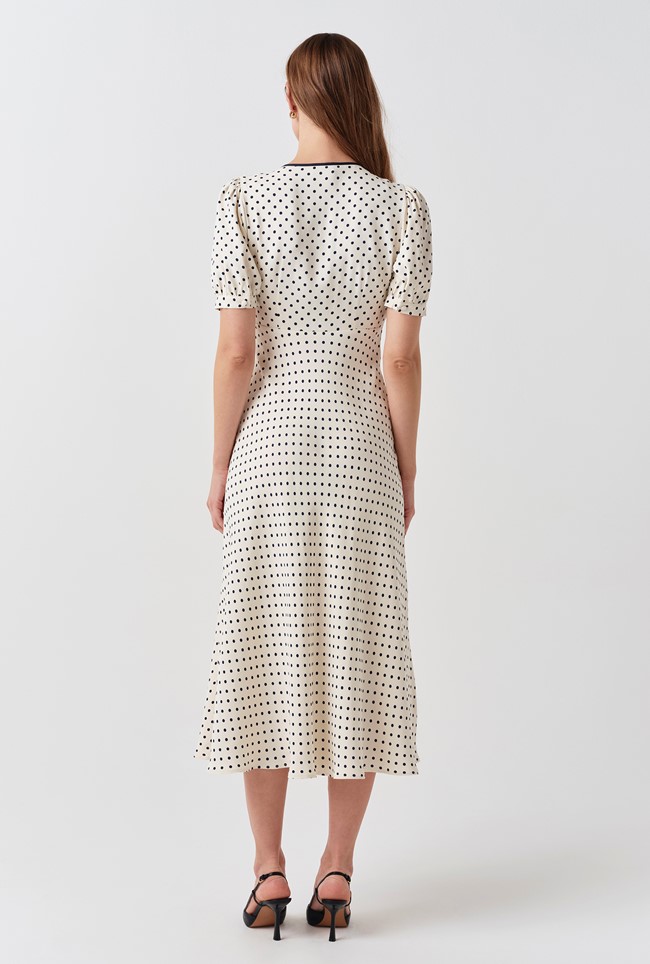 Maryam Polka Dot Crepe Midi Dress