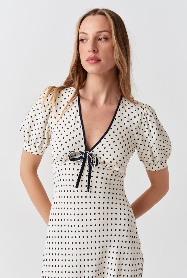 Maryam Polka Dot Crepe Midi Dress