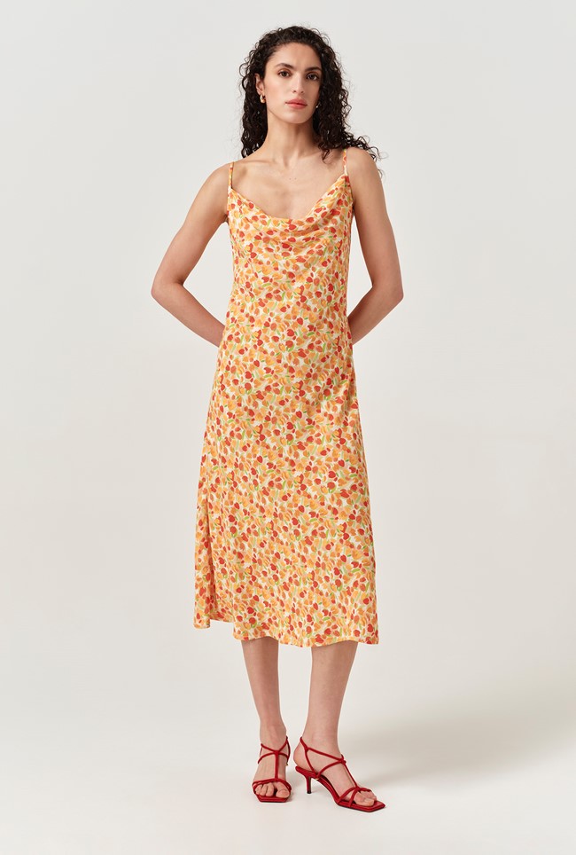Stacy Cowl Neck Crepe Midi Dress