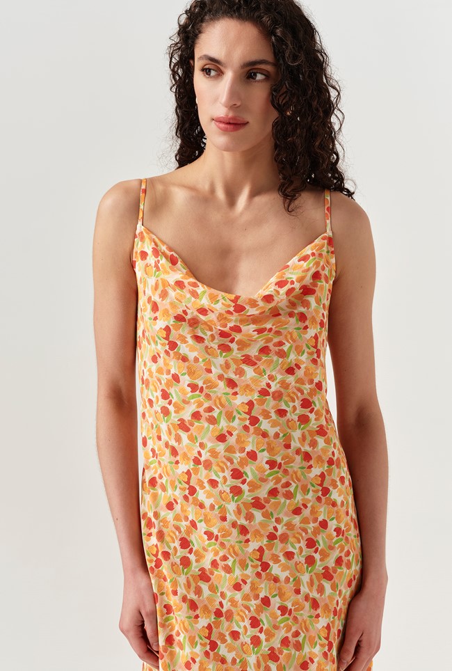 Stacy Cowl Neck Crepe Midi Dress