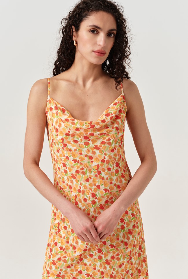 Stacy Cowl Neck Crepe Midi Dress