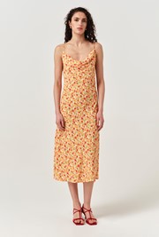 Stacy Cowl Neck Crepe Midi Dress