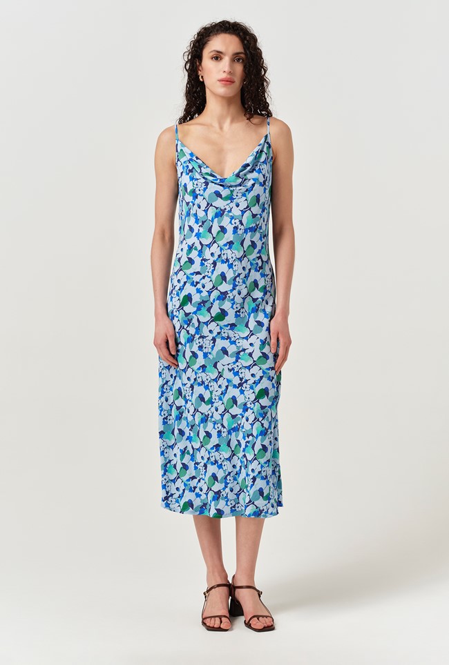 Stacy Cowl Neck Crepe Midi Dress