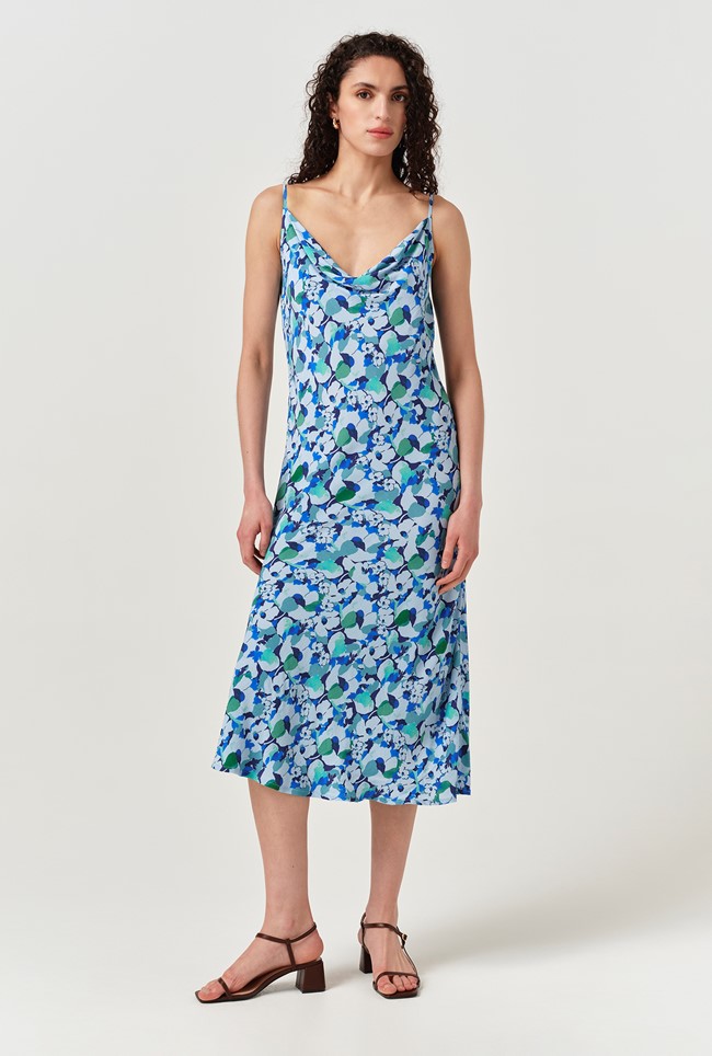 Stacy Cowl Neck Crepe Midi Dress