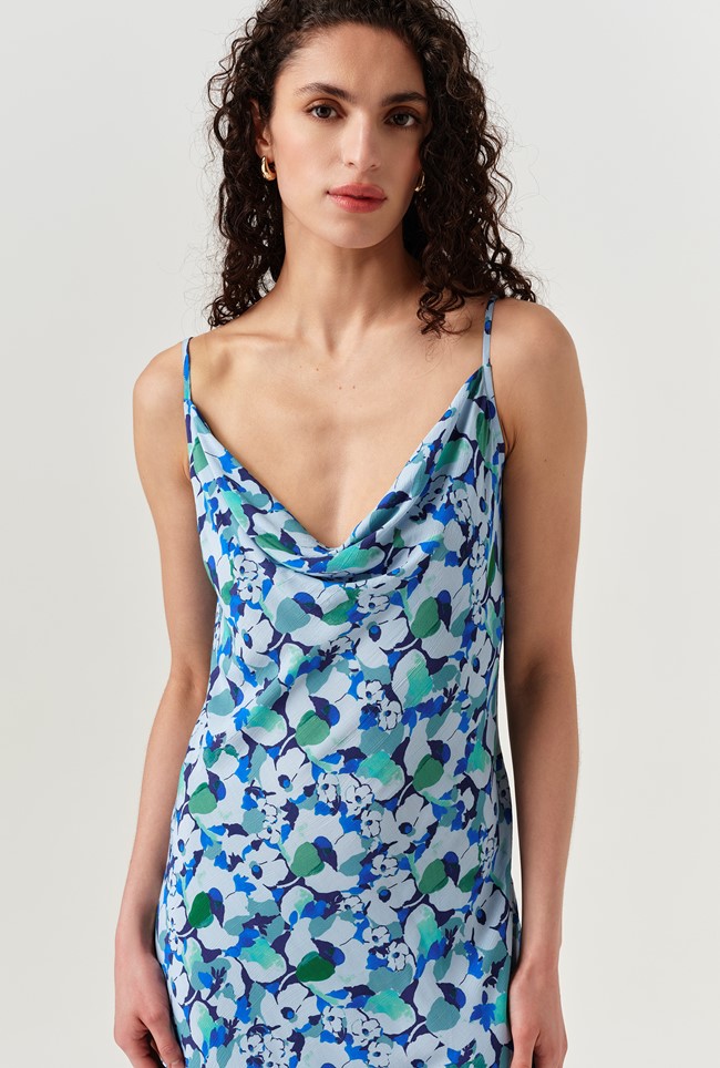 Stacy Cowl Neck Crepe Midi Dress