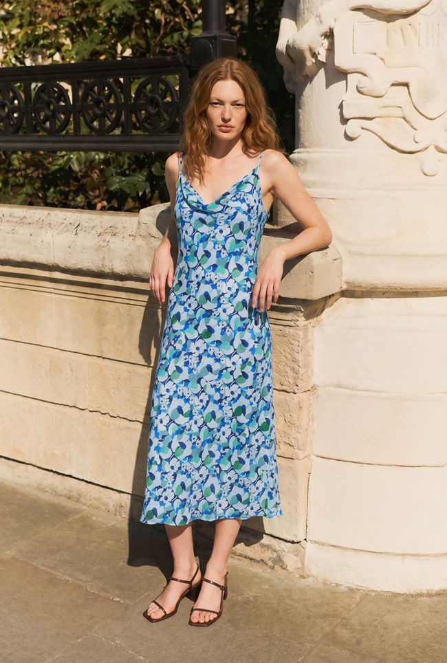 Stacy Cowl Neck Crepe Midi Dress