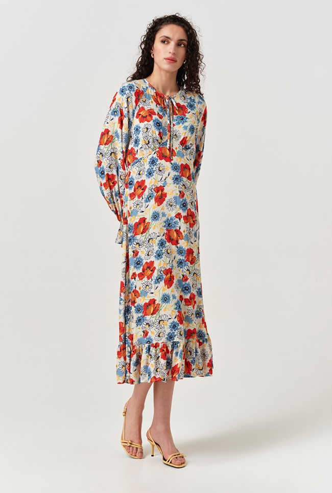 Georgie Tie Neck Crepe Midi Dress
