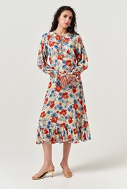Georgie Tie Neck Crepe Midi Dress