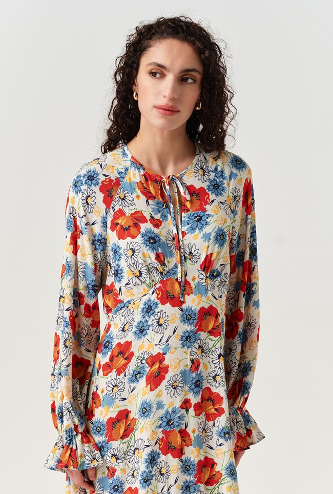 Georgie Tie Neck Crepe Midi Dress