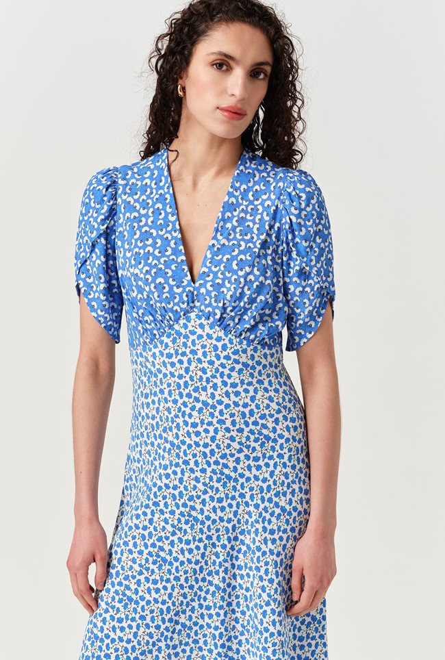 Faye Floral Crepe Midi Dress