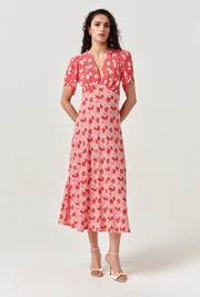 Faye Floral Crepe Midi Dress