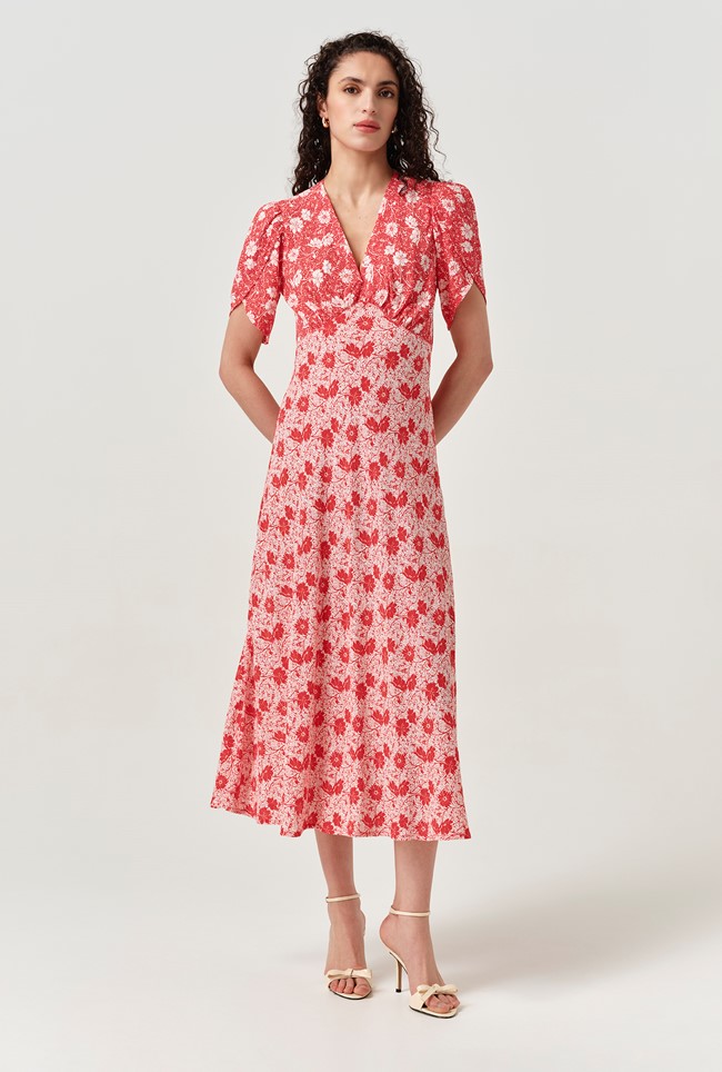 Faye Floral Crepe Midi Dress