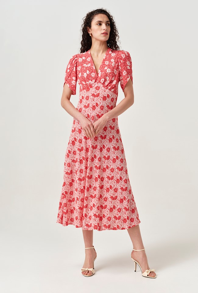 Faye Floral Crepe Midi Dress