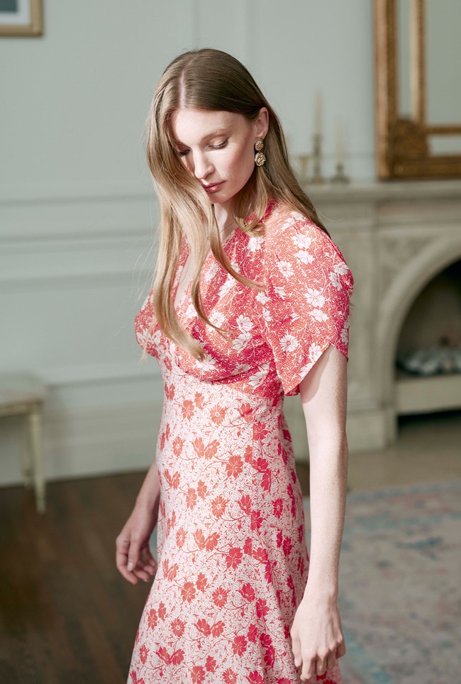 Faye Floral Crepe Midi Dress
