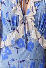 Naomi Floral Long Sleeve Frill Midi Dress