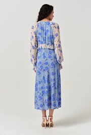 Naomi Floral Long Sleeve Frill Midi Dress