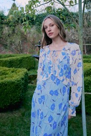 Naomi Floral Long Sleeve Frill Midi Dress