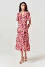 Jess Crepe Floral Midi Tea Dress