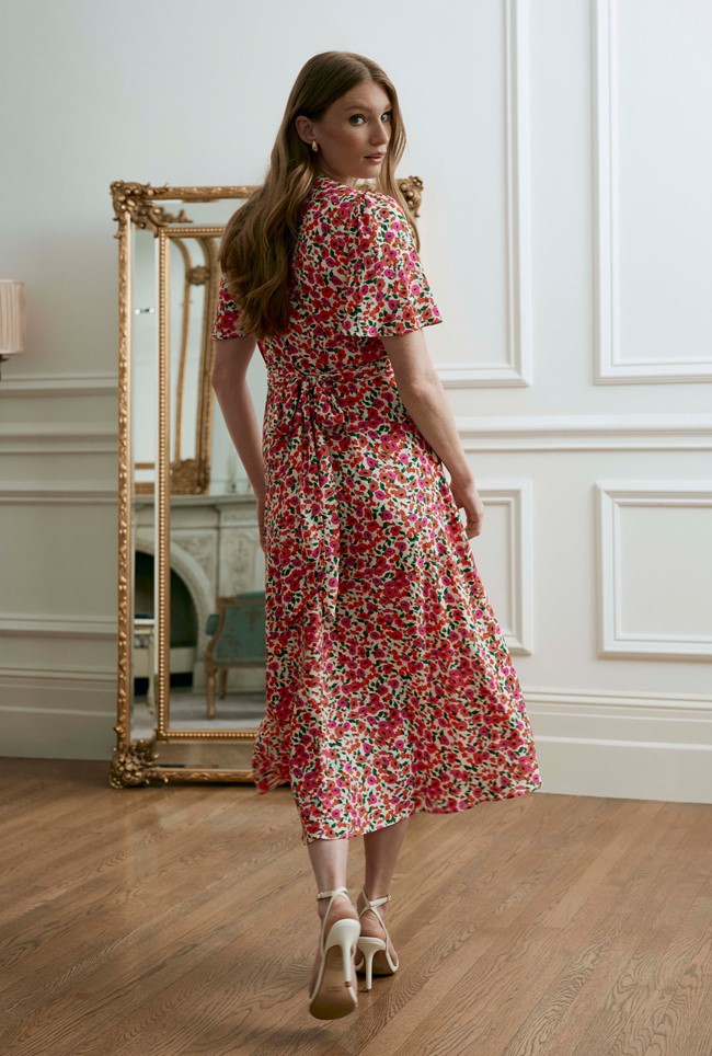 Jess Crepe Opulent Floral Midi Tea Dress