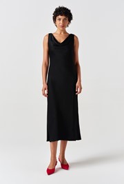 Arya Cowl Neck Satin Midi Dress