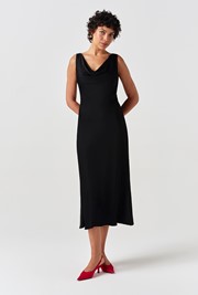 Arya Cowl Neck Satin Midi Dress