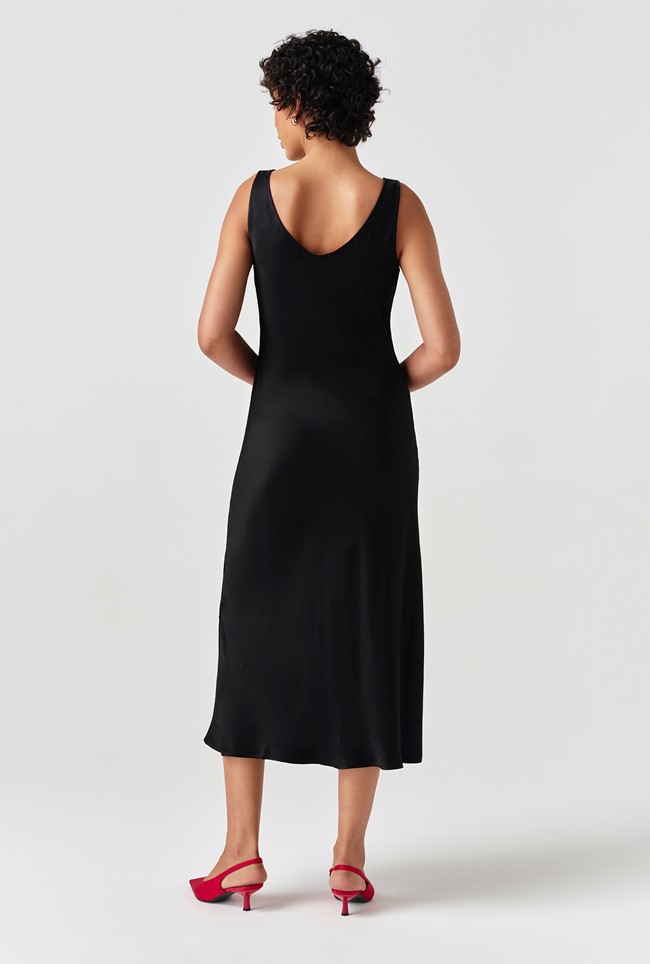 Arya Cowl Neck Satin Midi Dress