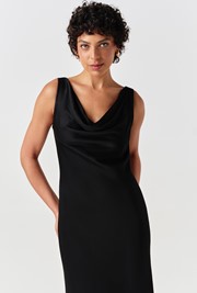 Arya Cowl Neck Satin Midi Dress