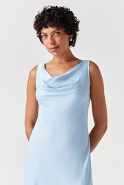 Arya Cowl Neck Satin Midi Dress