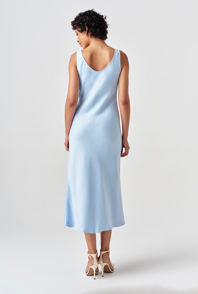 Arya Cowl Neck Satin Midi Dress