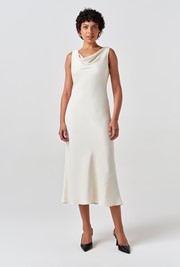 Arya Cowl Neck Satin Midi Dress