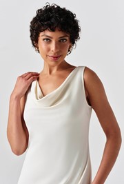 Arya Cowl Neck Satin Midi Dress
