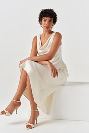 Arya Cowl Neck Satin Midi Dress