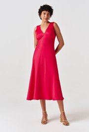 Alessia Picot V-Neck Satin Midi Dress