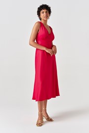 Alessia Picot V-Neck Satin Midi Dress