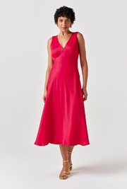 Alessia Picot V-Neck Satin Midi Dress