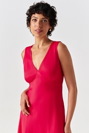 Alessia Picot V-Neck Satin Midi Dress