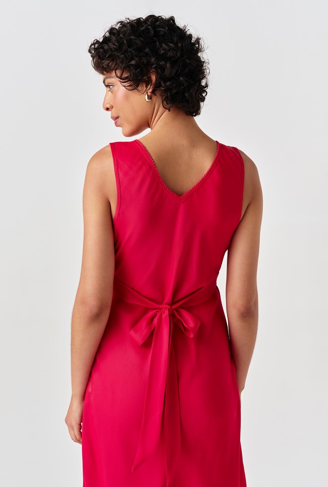 Alessia Picot V-Neck Satin Midi Dress
